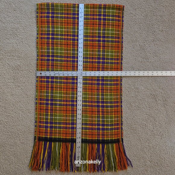 NWOT Altea Wool Scarf Retro Plaid Fringed Italy - Picture 2 of 16